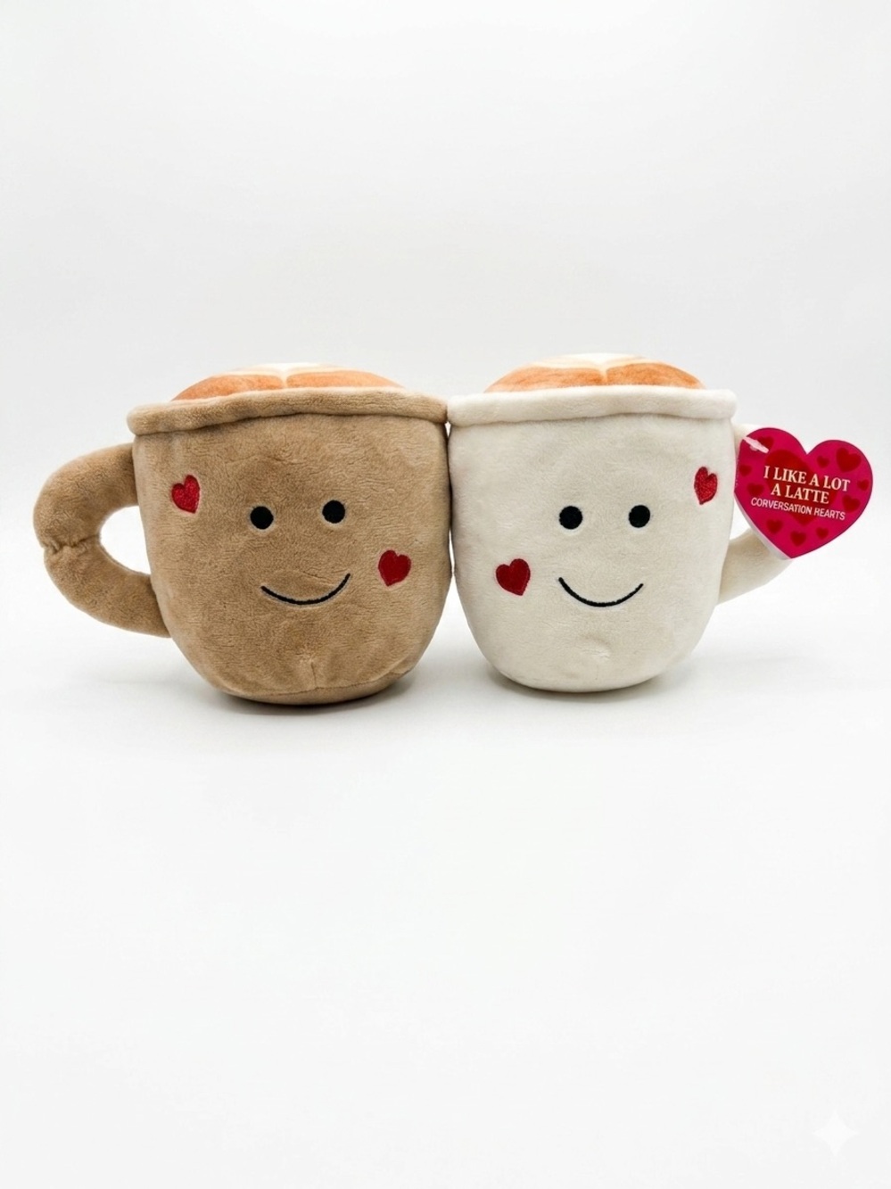 Cappuccino Mug Coffee Together Valentine's Day Plush Stuffed Animal Toy Hearts